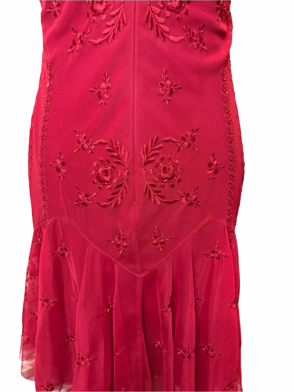 Aidan Mattox Embroidered Mesh Drop Waist Dress - Picture 9 of 12